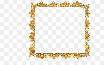 Elegant golden ornate frame with intricate scrollwork and floral motifs on transparent background.
