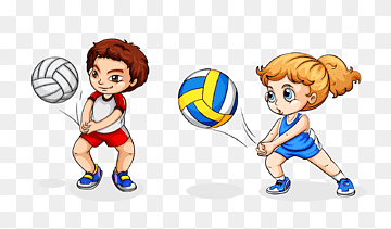 Kids Playing Volleyball - Fun & Active Sports Illustration