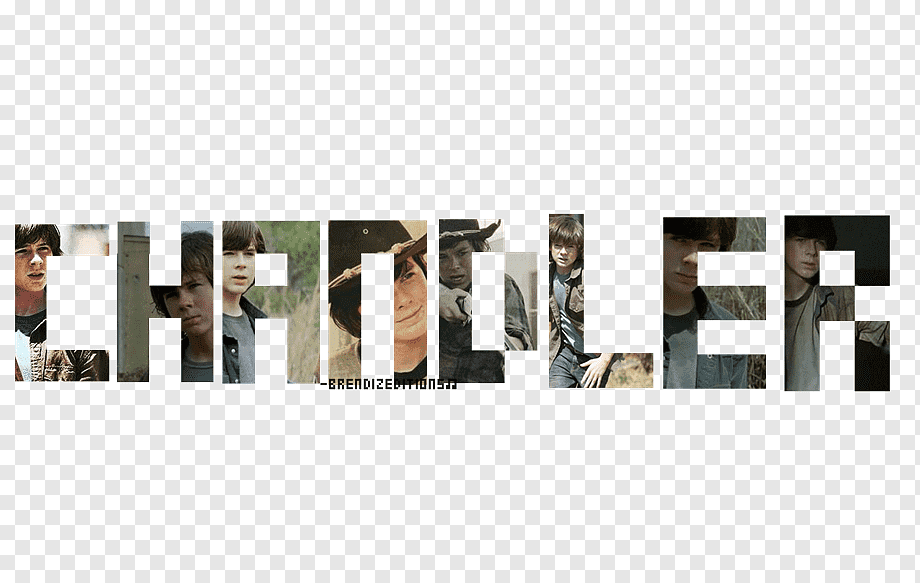 "Chandler" text art拼贴 featuring character portraits from The Walking Dead, with transparent background and watermark.