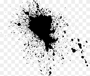 Black ink splatter graphic on transparent background, dynamic and expressive.
