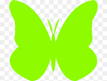 Bright lime-green butterfly silhouette on transparent background, stylized and symmetrical.