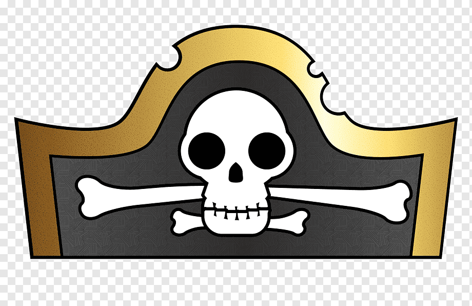 Pirate Skull and Crossbones Hat Emblem - Classic Jolly Roger Design
