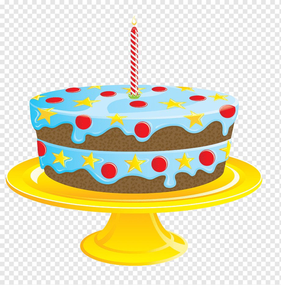 Festive Birthday Cake with Candle - Free Clipart Image