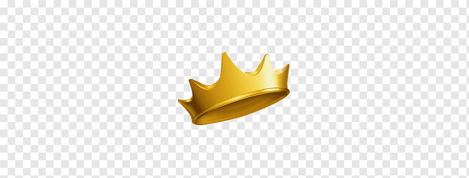 Shiny golden crown with five pointed spikes on transparent background