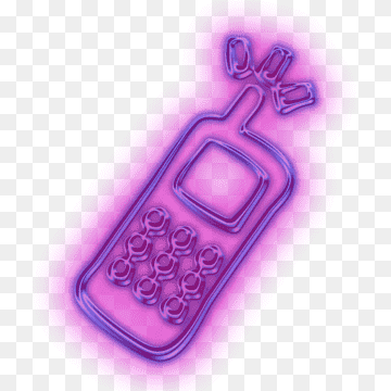 Neon purple retro mobile phone icon with glowing outline and antenna, stylized as a digital illustration.