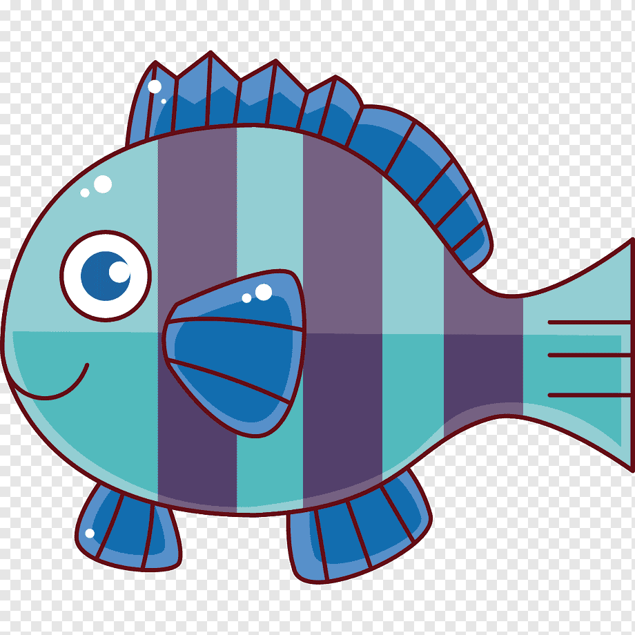 Cheerful Striped Cartoon Fish Illustration - Free PNG Download