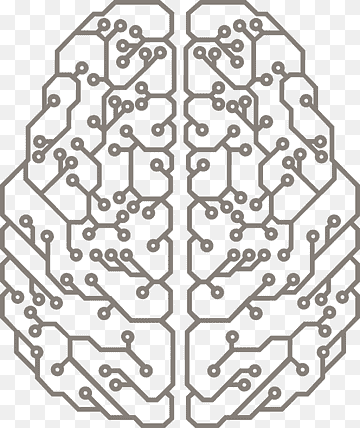 Human brain outline filled with electronic circuit patterns, symbolizing artificial intelligence and neural networks.