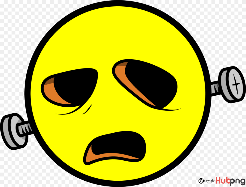 Tired Emoji with Frankenstein Bolts - Expressive Clipart for Digital Content