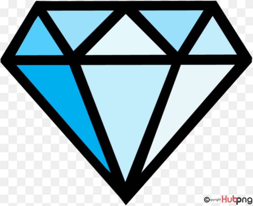 Blue and light-blue faceted diamond icon with black outline on transparent background.