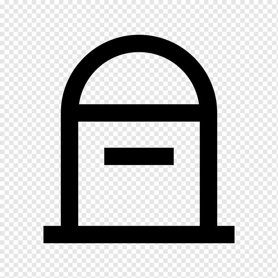 Simple black icon of a tombstone with arched top and horizontal line, on transparent background.