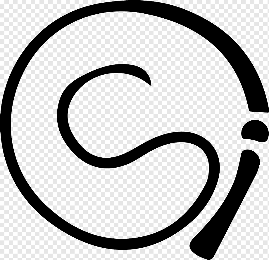 Stylized black circular logo with flowing "S" and "j" characters on transparent background.