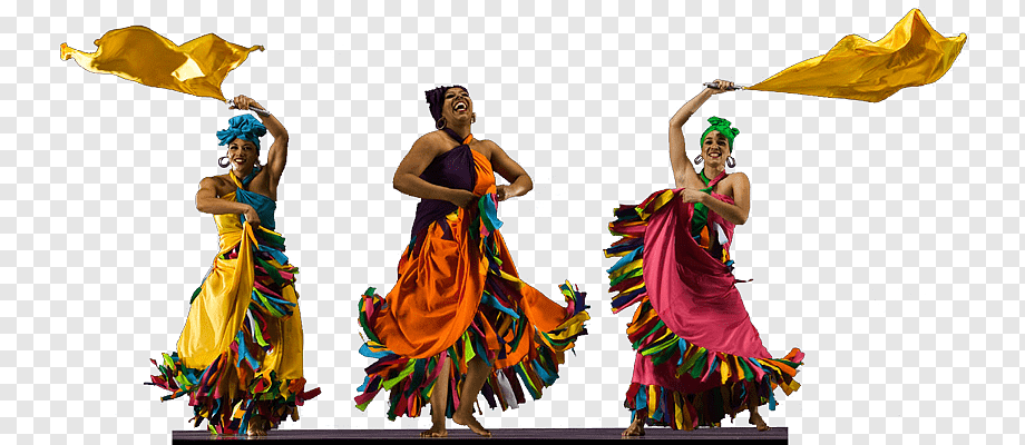 Vibrant Afro-Brazilian Carnival Dancers in Colorful Traditional Attire
