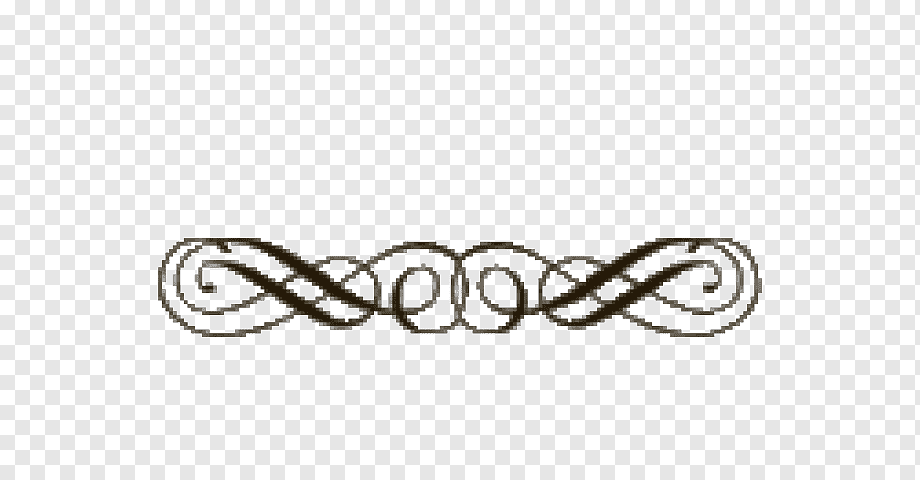 Ornate black-and-white scrollwork divider with interwoven loops and flourishes on transparent background.