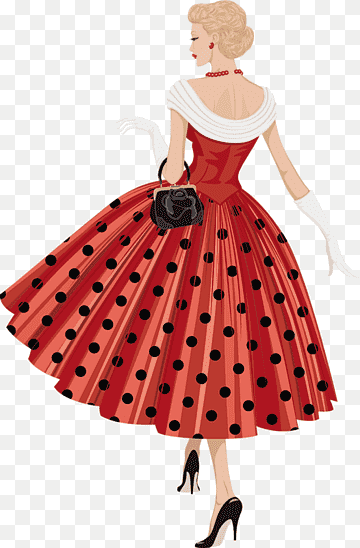 Classic Polka Dot Dress Illustration - Retro Fashion Art