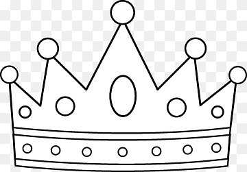 Simple black-and-white line drawing of a five-pointed royal crown with decorative circles and band details.