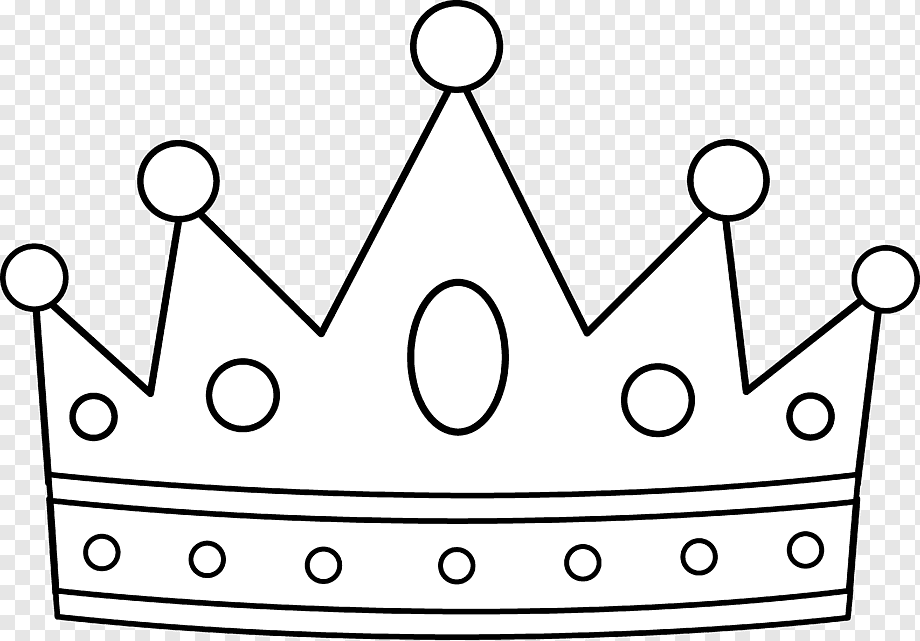 Black-and-white line drawing of a royal crown with five points, circles, and decorative bands.