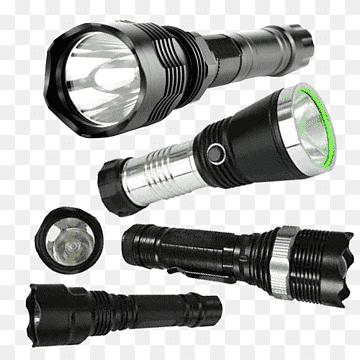 Collection of five high-performance LED flashlights with varying designs, including tactical, zoom, and compact models.