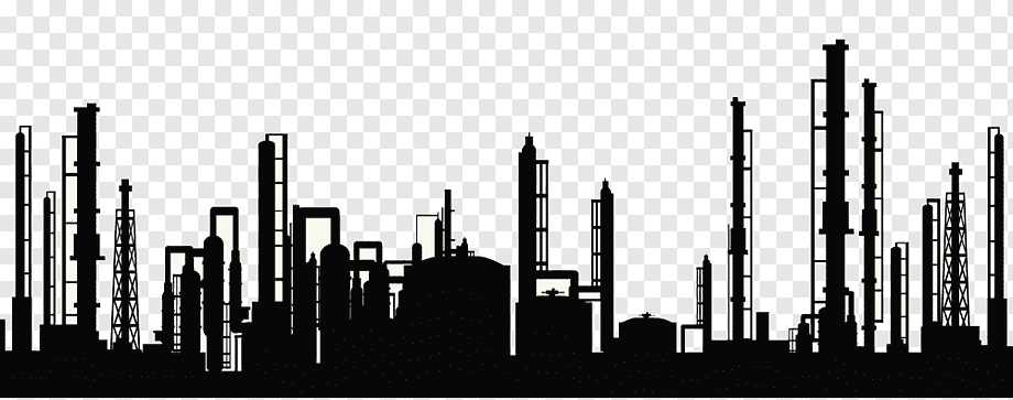 Industrial Refinery Silhouette - Free PNG Clipart for Engineering & Energy Websites