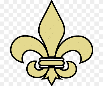 Golden fleur-de-lis symbol with black outline on transparent background, representing French heraldry and royalty.