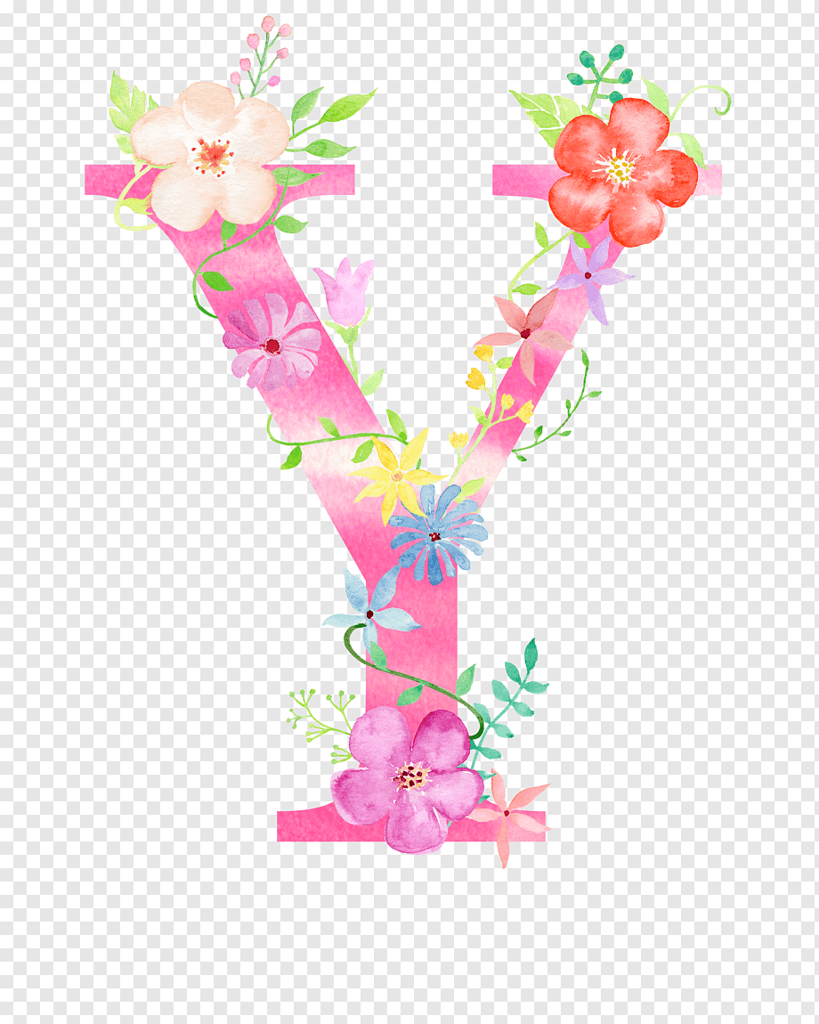 Floral Letter Y - Watercolor Alphabet Design for Creative Projects