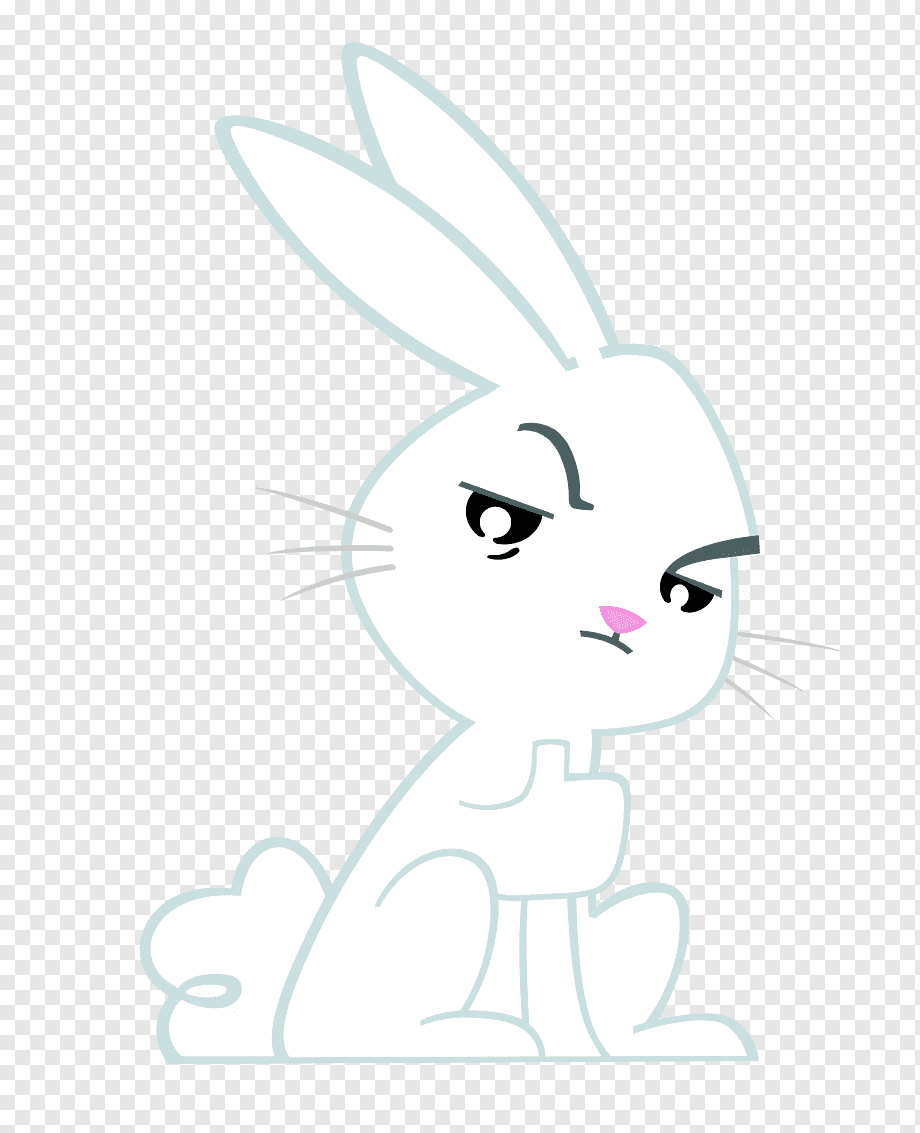 A cartoon white rabbit with an angry expression, furrowed brows, and a raised paw giving the middle finger.