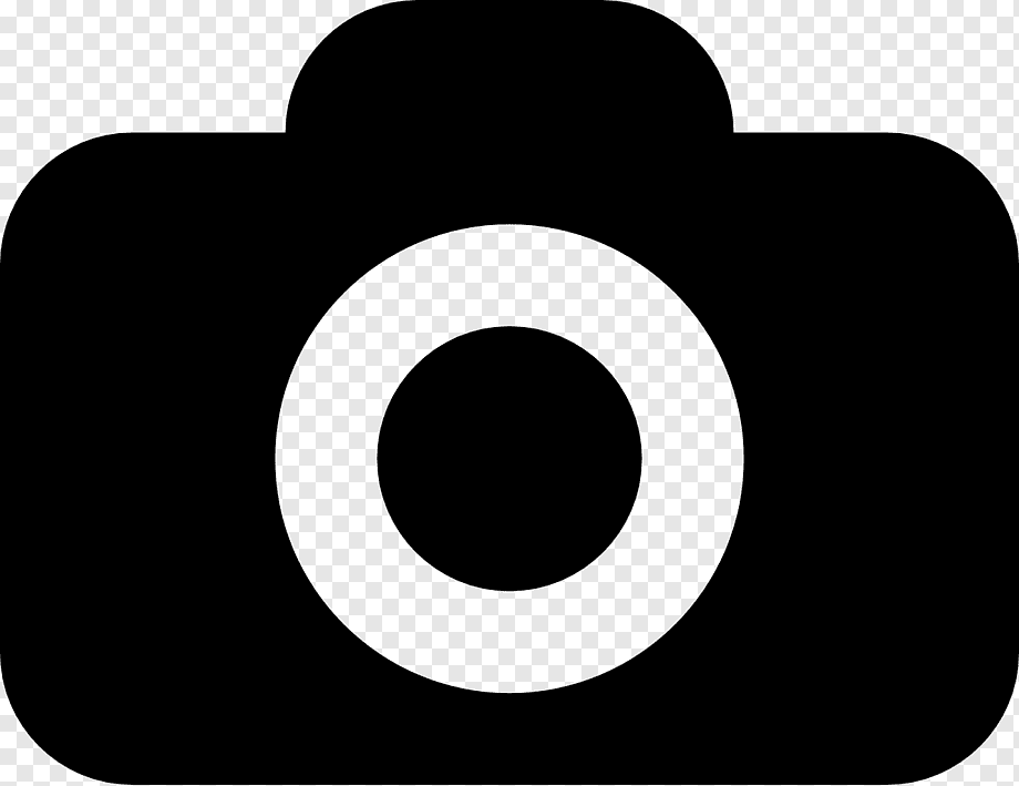 Black silhouette icon of a digital camera with lens and viewfinder on transparent background.
