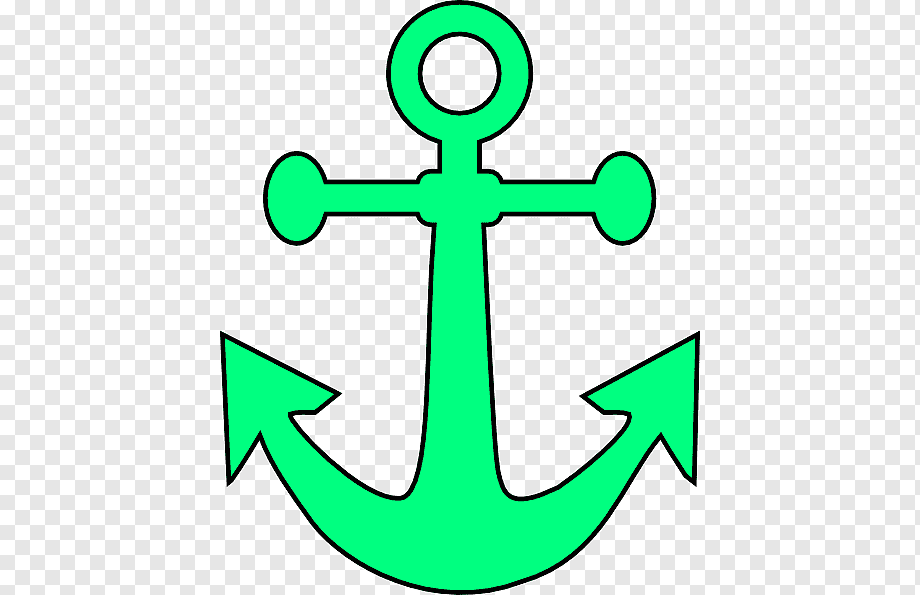Bright green stylized anchor icon on transparent background, simple vector illustration.