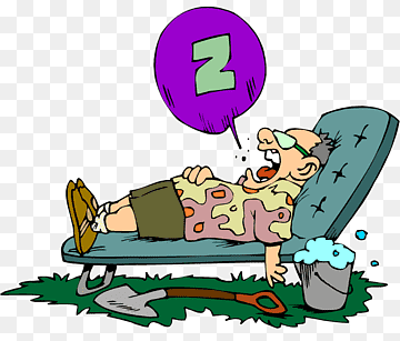 Lazy Gardener Cartoon - Humorous Naptime Illustration