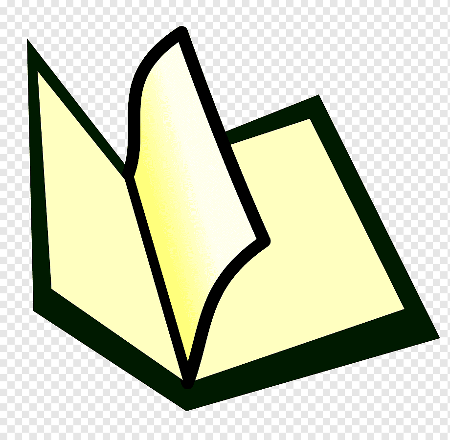 Open book icon with yellow pages and dark green cover, stylized vector illustration.