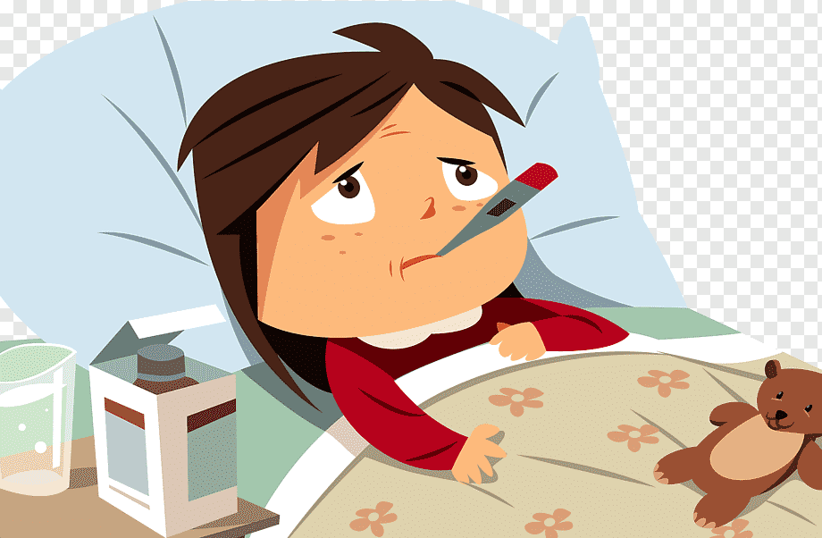 Young Woman Mama Nausea Royalty Free SVG Cliparts Vectors And   Png Transparent Girl Lying On Bed Sucking Thermometer Illustration Sleep Girl Sick Bed Rest Furniture Child Hand 