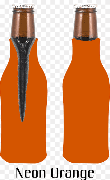 Neon Orange Zipper & Solid Bottle Koozies - Custom Drink Insulators