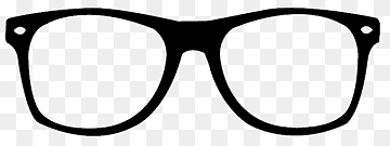 Simple black-framed eyeglasses icon on transparent background, minimalist vector illustration.