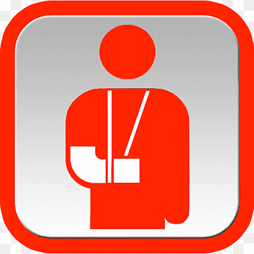 Red icon showing a person with an arm in a sling, indicating injury or medical care.