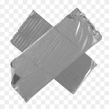 Two crossed strips of silver duct tape with textured surface on transparent background.