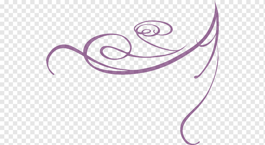 Elegant purple flourish swirl design on transparent background, suitable for decorative borders or logos.