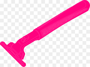 Bright pink disposable razor with textured grip and pivoting head on transparent background.