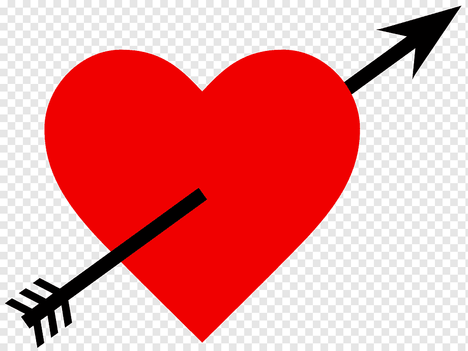Red heart pierced by a black arrow, symbolizing love or romance.
