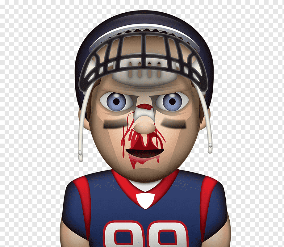 Football Player Emoji with Bloody Nose - Sports Injury Illustration