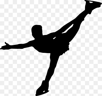 Silhouette of a figure skater performing a high leg extension jump on ice.