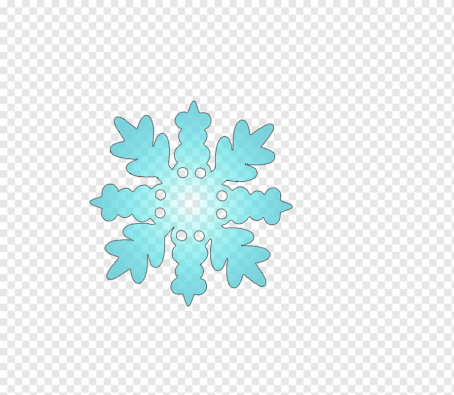 Light blue six-pointed snowflake illustration with intricate cutout patterns and transparent background.