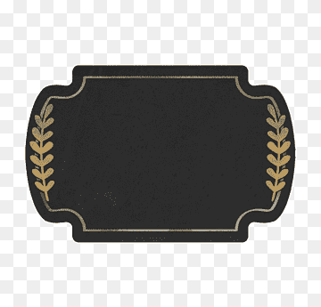 Black ornamental label with gold laurel wreath borders and vintage-style frame.