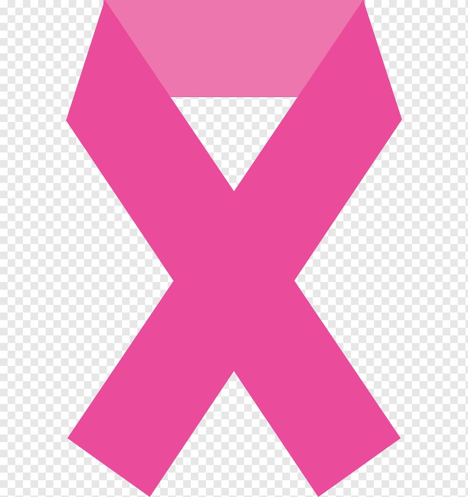 Pink ribbon symbol for breast cancer awareness on transparent background