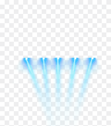 Five converging blue light beams on transparent background, resembling stage spotlights or digital laser effects.