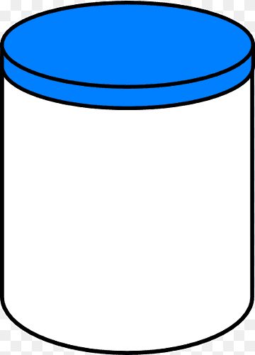 Simple white cylinder with a blue lid, outlined in black, representing a generic container or database icon.