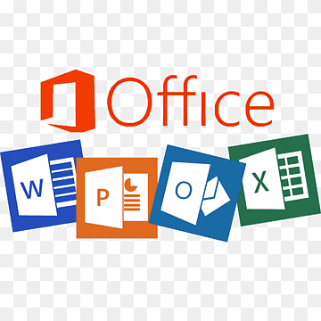 Microsoft Office suite icons including Word, PowerPoint, Outlook, and Excel with the Office logo above.