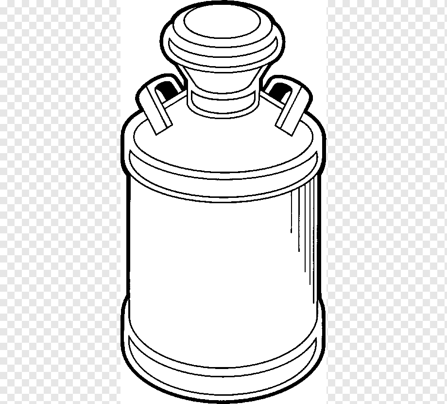 Line drawing of a Dewar flask or vacuum-insulated container with stopper and side handles.