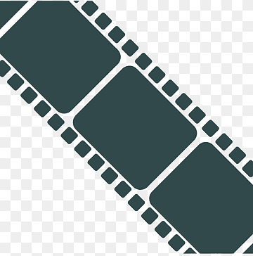 Dark green film strip icon on transparent background, symbolizing movies or video content.
