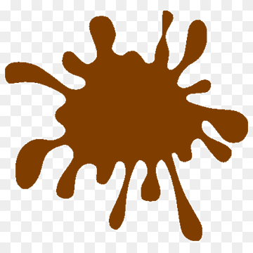Brown liquid splash graphic on transparent background, stylized vector illustration.