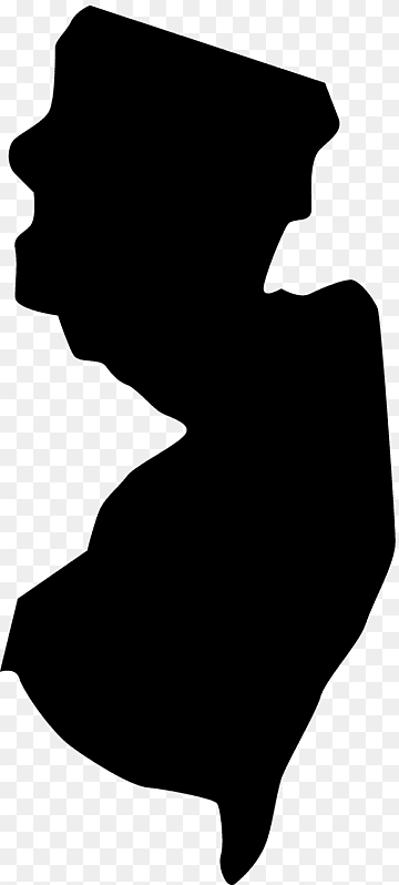 Black silhouette of the U.S. state of New Jersey on a transparent background.