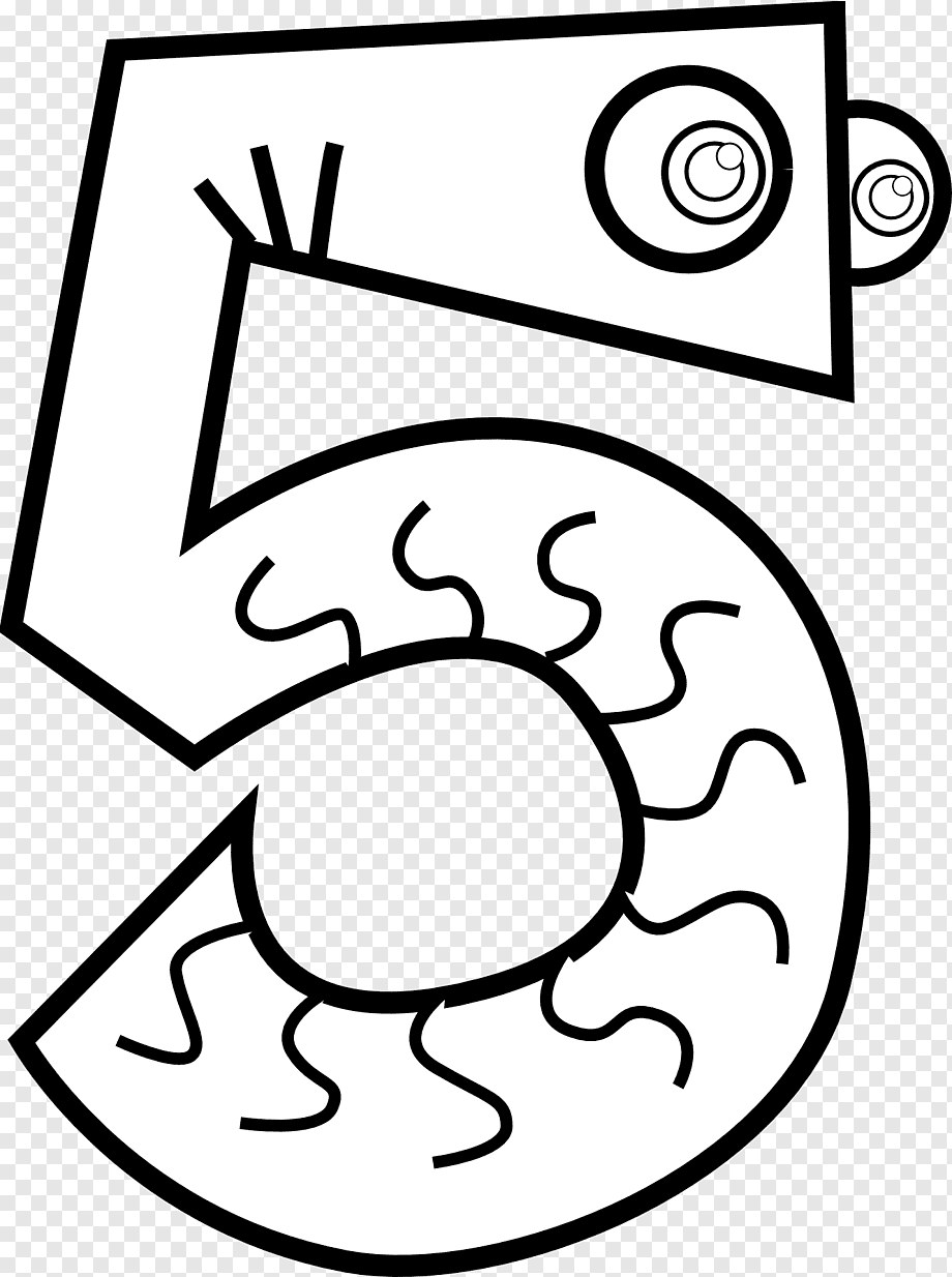 number 5 clipart black and white